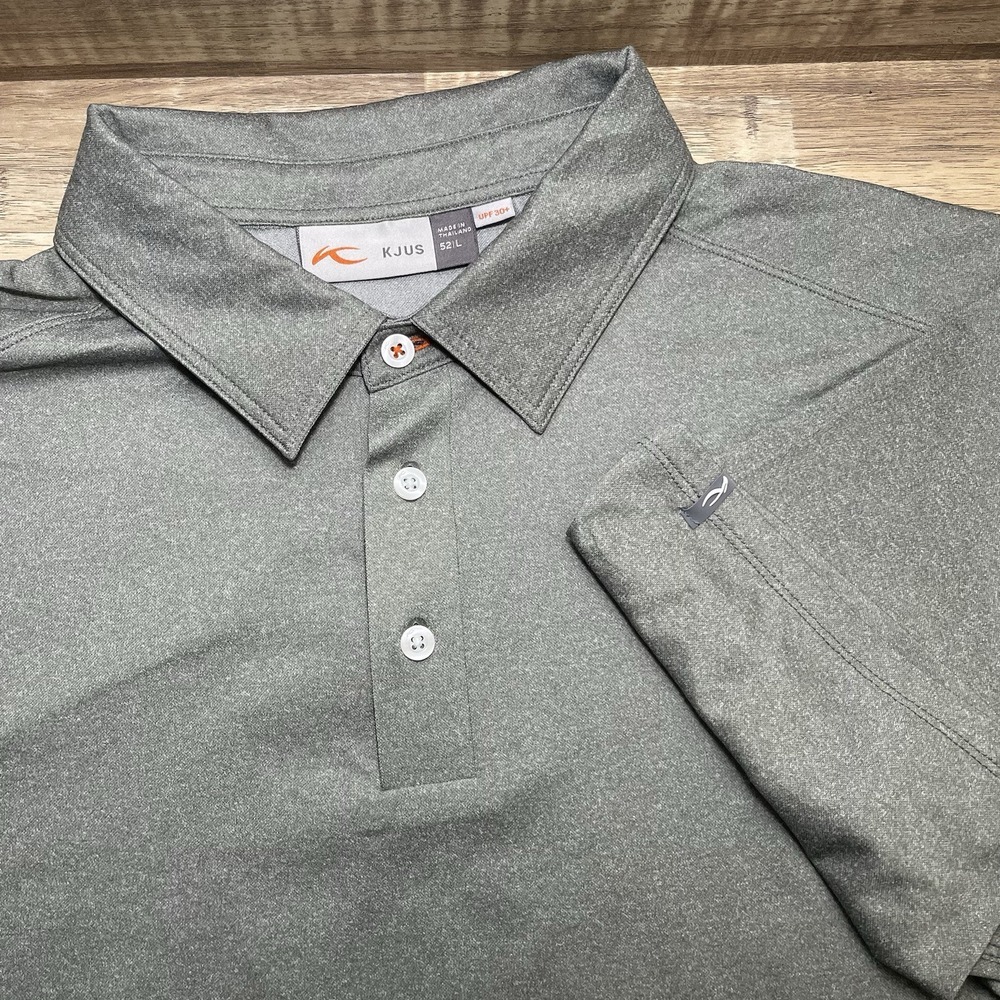 KJUS Stowe Primaflex Short Sleeve Stretch Golf Polo UPF 30+ Mens 52/L Green EUC